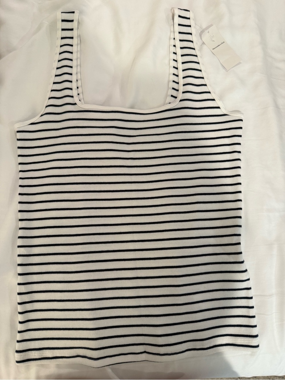 Abercrombie & Fitch Black and White Striped Ribbed Tank